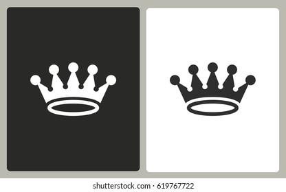 Crown - black and white icons. Vector illustration.