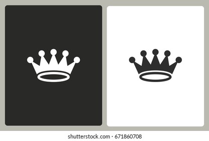 Crown - black and white icons. Vector illustration.