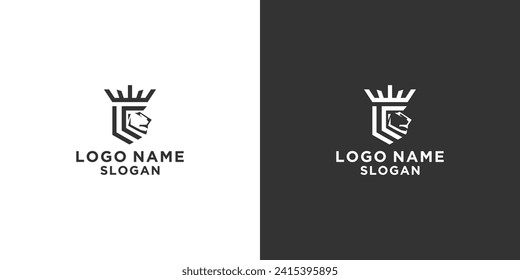 Crown black and white lion logo