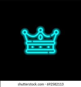 Crown blue glowing neon ui ux icon. Glowing sign logo vector