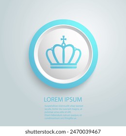 Crown blue icon in trendy flat style on white background. Imperial state crown of the UK. Vector Illustration