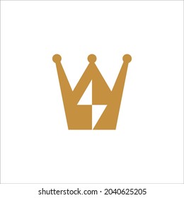 crown and bolt logo simple with gold color