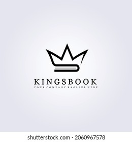 Crown book line art logo simple vector illustration symbol icon design