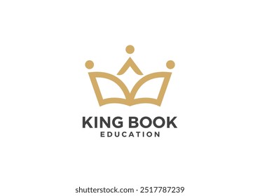 crown with book logo design. education vector symbol template