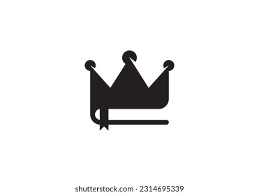 corona con el diseño del logo del libro. símbolo vector de inspiración de educación real.
