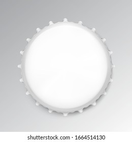 Crown Bottle Cap From Bottle Of Drink. Realistic Vector Illustration On Grey Background. Ready For Your Design. EPS10.