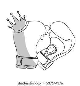 crown with boxing gloves sport equipment icon over white background. vector illustration