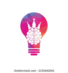 Crown brain and bulb shape logo icon design. Smart king vector logo design. Human brain with crown icon design.	
