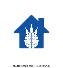 Crown brain home shape logo icon design. Smart king vector logo design. Human brain with crown icon design.	