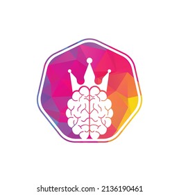 Crown brain logo icon design. Smart king vector logo design. Human brain with crown icon design.