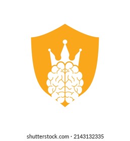 Diseño del icono del logo del cerebro de la corona. Diseño de logotipo vectorial Smart King. El cerebro humano con diseño de iconos de la corona.