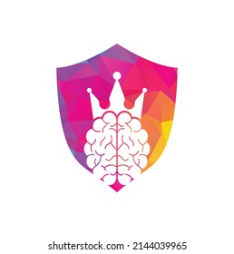 Crown brain logo icon design. Smart king vector logo design. Human brain with crown icon design.