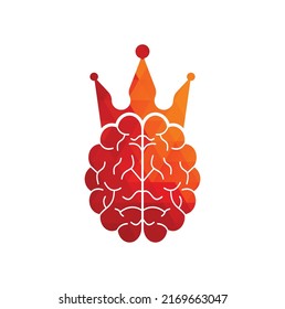 Crown brain logo icon design. Smart king vector logo design. Human brain with crown icon design.	