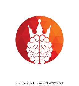 Crown brain logo icon design. Smart king vector logo design. Human brain with crown icon design.	
