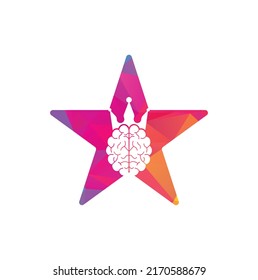 Crown brain and star shape logo icon design. Smart king vector logo design. Human brain with crown icon design.	
