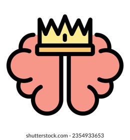 Crown brainstorming icon outline vector. Mind health. Energy balance color flat