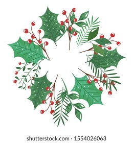 crown of branch with leafs and seeds isolated icon vector illustration design