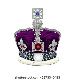 The crown of the British Empire. Realistic vector illustration.