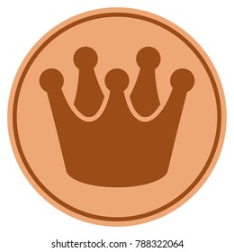 Crown bronze coin icon. Vector style is a copper flat coin symbol.