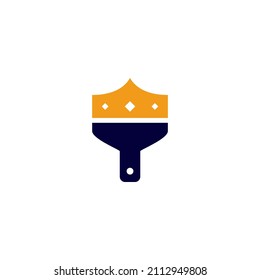 Crown Brush Logo Illustration on White Background