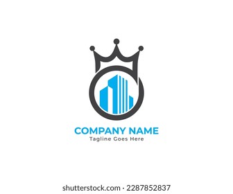 Crown Building Real Estate Logo Concept sign icon symbol Element Design. Home, House, Realtor, Mortgage Logotype. Vector illustration template