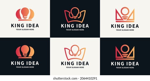 crown bulb logo abstract luxury symbol set