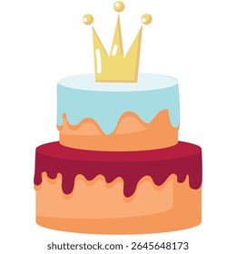 Pastel de la corona para la Ilustración vectorial de la fiesta de cumpleaños