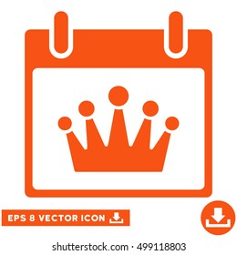 Crown Calendar Day icon. Vector EPS illustration style is flat iconic symbol, orange color.