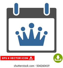 Crown Calendar Day icon. Vector EPS illustration style is flat iconic bicolor symbol, cobalt and gray colors.