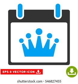 Crown Calendar Day icon. Vector EPS illustration style is flat iconic bicolor symbol, blue and gray colors.
