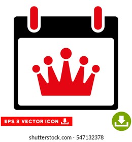 Crown Calendar Day icon. Vector EPS illustration style is flat iconic bicolor symbol, intensive red and black colors.