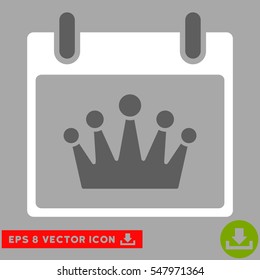 Crown Calendar Day icon. Vector EPS illustration style is flat iconic bicolor symbol, dark gray and white colors.