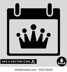 Crown Calendar Day icon. Vector EPS illustration style is flat iconic symbol, black color.