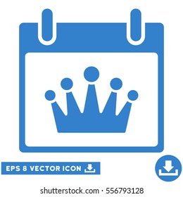 Crown Calendar Day icon. Vector EPS illustration style is flat iconic symbol, cobalt color.