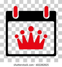 Crown Calendar Day icon. Vector illustration style is flat iconic bicolor symbol, intensive red and black colors, transparent background. Designed for web and software interfaces.