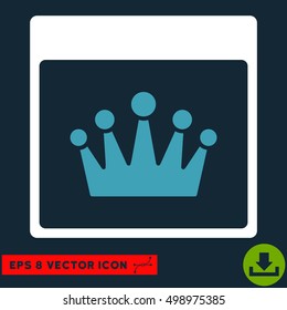 Crown Calendar Page icon. Vector EPS illustration style is flat iconic bicolor symbol, blue and white colors.