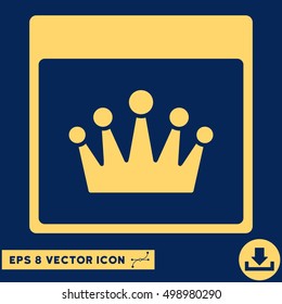 Crown Calendar Page icon. Vector EPS illustration style is flat iconic symbol, yellow color.