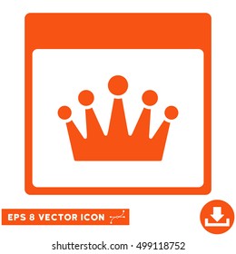 Crown Calendar Page icon. Vector EPS illustration style is flat iconic symbol, orange color.