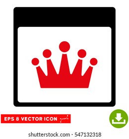 Crown Calendar Page icon. Vector EPS illustration style is flat iconic bicolor symbol, intensive red and black colors.