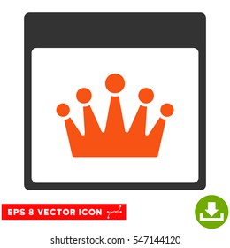Crown Calendar Page icon. Vector EPS illustration style is flat iconic bicolor symbol, orange and gray colors.