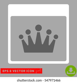 Crown Calendar Page icon. Vector EPS illustration style is flat iconic bicolor symbol, dark gray and white colors.