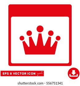 Crown Calendar Page icon. Vector EPS illustration style is flat iconic symbol, red color.
