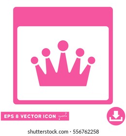 Crown Calendar Page icon. Vector EPS illustration style is flat iconic symbol, pink color.