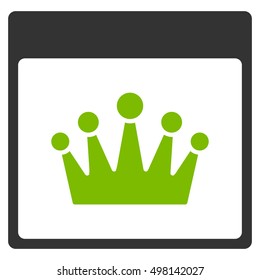 Crown Calendar Page vector icon. Style is flat graphic bicolor symbol, eco green and gray colors, white background.