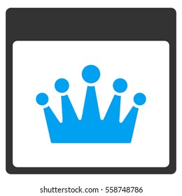 Crown Calendar Page vector toolbar icon. Style is bicolor flat icon symbol, blue and gray colors, white background.