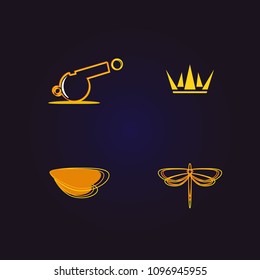 crown, camera and dragonfly logo, minimalist and unique logo vector