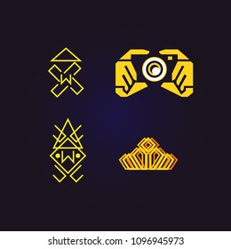 crown, camera and dragonfly logo, minimalist and unique logo vector