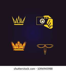 crown, camera and dragonfly logo, minimalist and unique logo vector