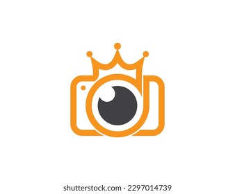 Crown Camera Photography Logo Concept icon symbol sign Element Design. Photographer Logotype. Vector illustration template