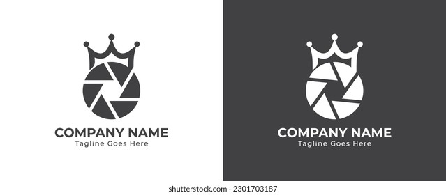 Crown Camera Shutter Logo Concept sign icon symbol Element Design. Photography, Photographer Logotype. Vector illustration template